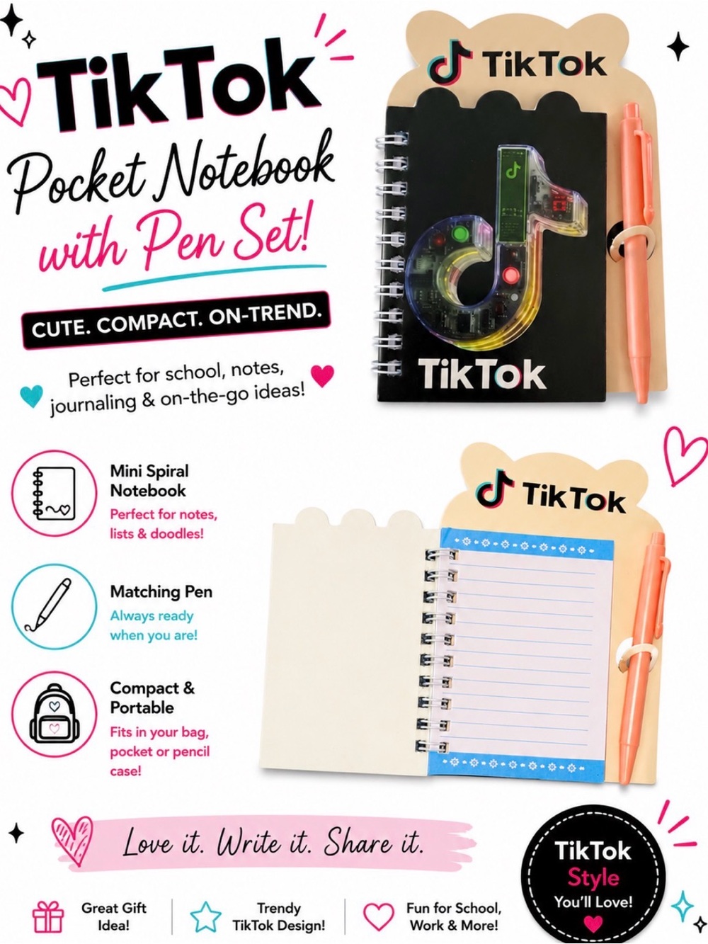 VIRAL TIK TOK POCKETSIZE MINI NOTEBOOK WITH PEN